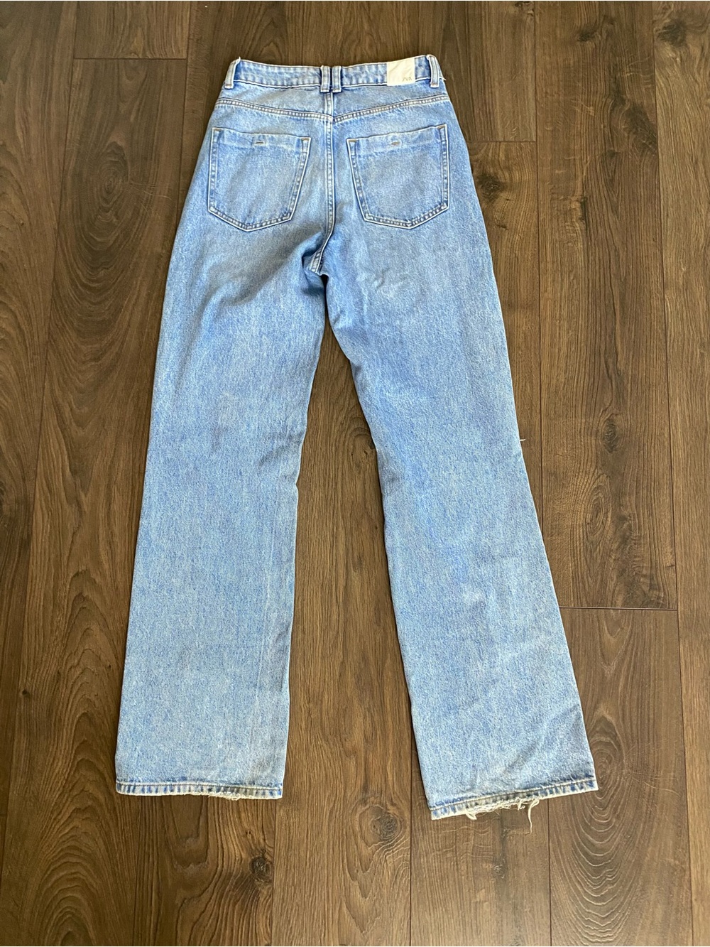 Zara Blue Straight Leg Jeans with Knee Rips - Picture 5 of 7